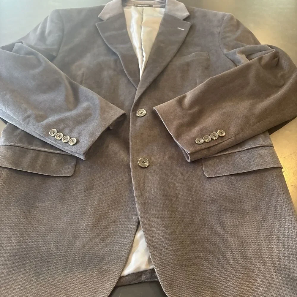 NWOT Chaps Ralph Lauren Blazer Men's Size 42R Seal Brown Polyvelvet Herringbone